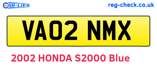 VA02NMX are the vehicle registration plates.