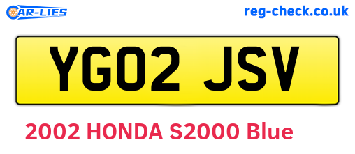 YG02JSV are the vehicle registration plates.