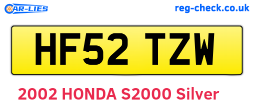 HF52TZW are the vehicle registration plates.
