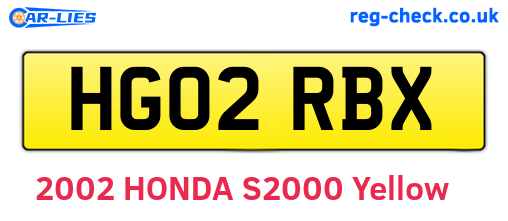 HG02RBX are the vehicle registration plates.
