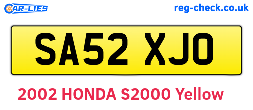 SA52XJO are the vehicle registration plates.