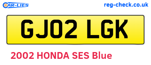 GJ02LGK are the vehicle registration plates.