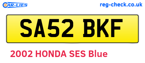SA52BKF are the vehicle registration plates.