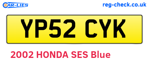 YP52CYK are the vehicle registration plates.