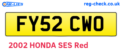 FY52CWO are the vehicle registration plates.