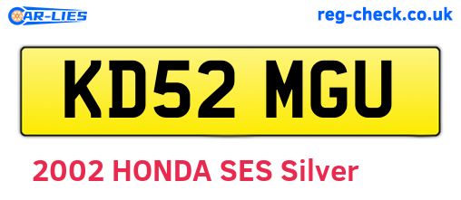 KD52MGU are the vehicle registration plates.