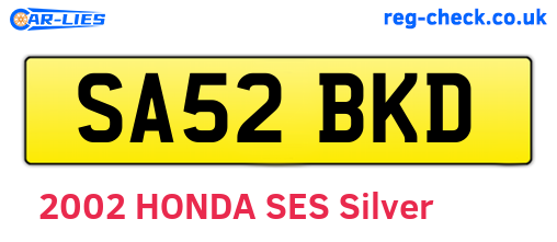 SA52BKD are the vehicle registration plates.