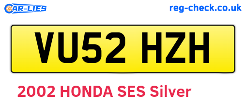 VU52HZH are the vehicle registration plates.