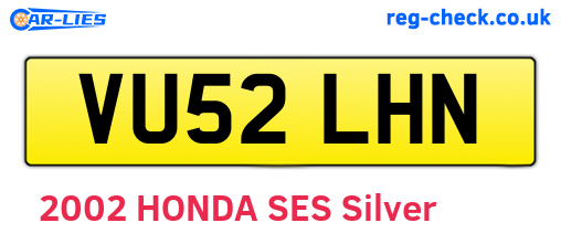 VU52LHN are the vehicle registration plates.