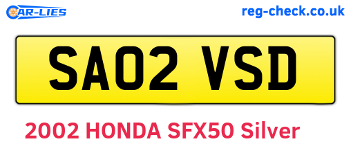 SA02VSD are the vehicle registration plates.