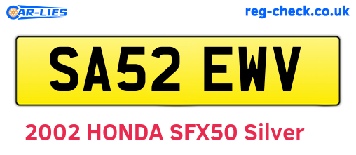 SA52EWV are the vehicle registration plates.