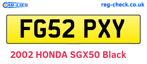 FG52PXY are the vehicle registration plates.