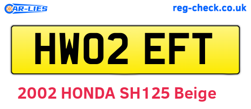 HW02EFT are the vehicle registration plates.