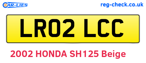 LR02LCC are the vehicle registration plates.