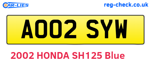 AO02SYW are the vehicle registration plates.
