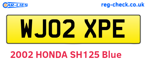 WJ02XPE are the vehicle registration plates.