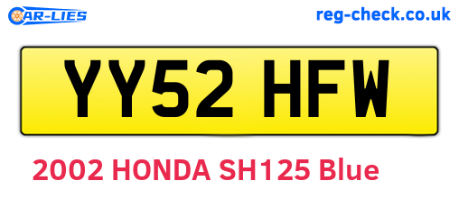 YY52HFW are the vehicle registration plates.