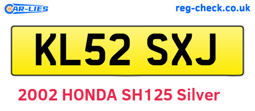KL52SXJ are the vehicle registration plates.