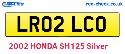 LR02LCO are the vehicle registration plates.