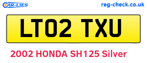 LT02TXU are the vehicle registration plates.