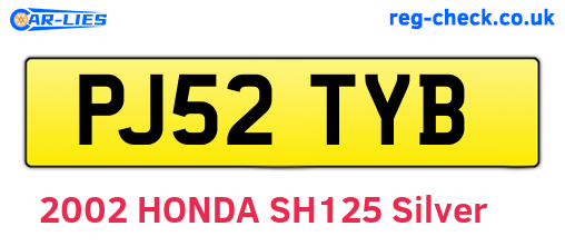 PJ52TYB are the vehicle registration plates.