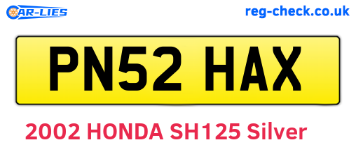 PN52HAX are the vehicle registration plates.