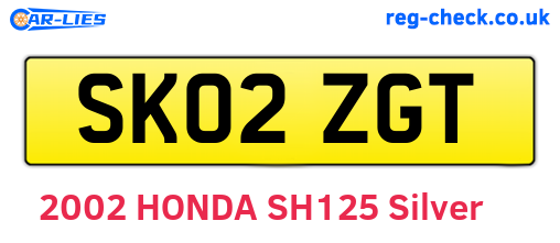 SK02ZGT are the vehicle registration plates.