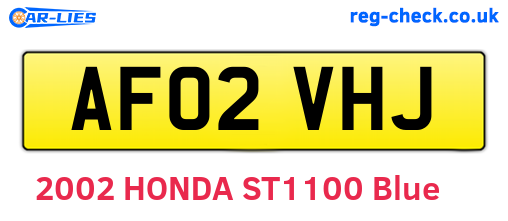 AF02VHJ are the vehicle registration plates.