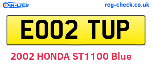 EO02TUP are the vehicle registration plates.