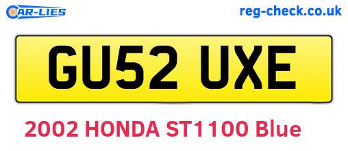 GU52UXE are the vehicle registration plates.