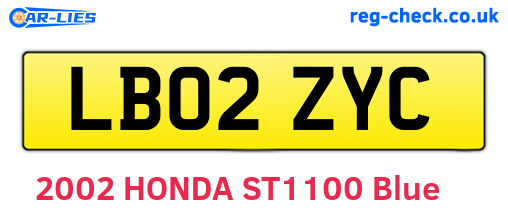LB02ZYC are the vehicle registration plates.