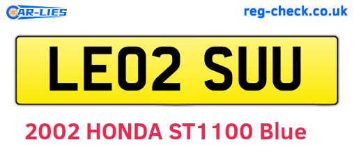 LE02SUU are the vehicle registration plates.