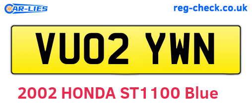 VU02YWN are the vehicle registration plates.