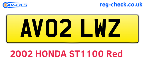 AV02LWZ are the vehicle registration plates.