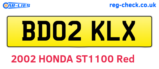 BD02KLX are the vehicle registration plates.