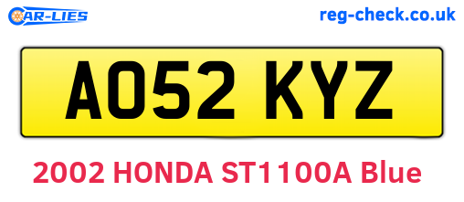 AO52KYZ are the vehicle registration plates.