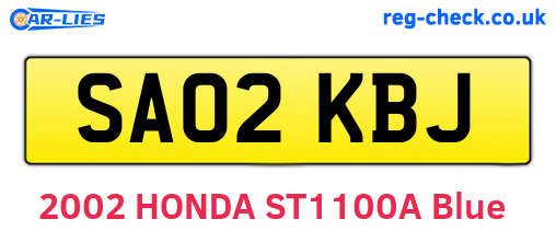 SA02KBJ are the vehicle registration plates.