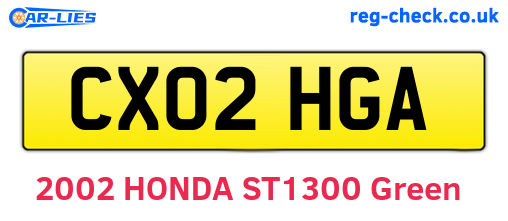 CX02HGA are the vehicle registration plates.