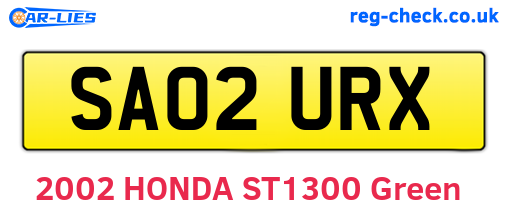 SA02URX are the vehicle registration plates.