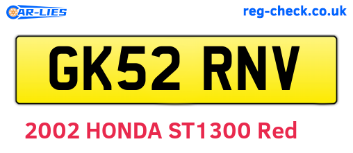GK52RNV are the vehicle registration plates.