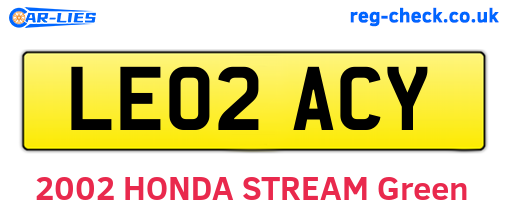 LE02ACY are the vehicle registration plates.