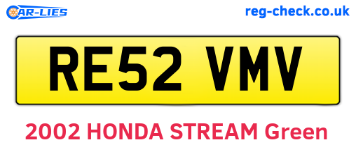 RE52VMV are the vehicle registration plates.