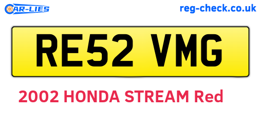RE52VMG are the vehicle registration plates.