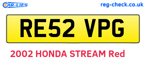 RE52VPG are the vehicle registration plates.