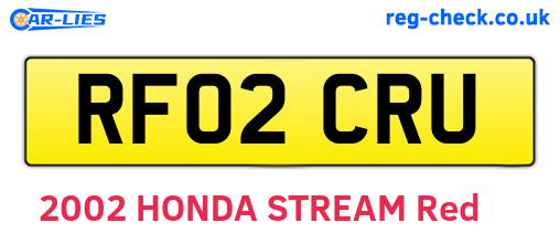 RF02CRU are the vehicle registration plates.