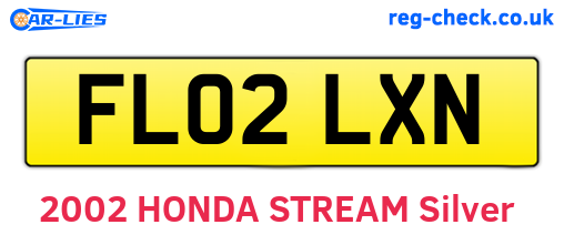 FL02LXN are the vehicle registration plates.