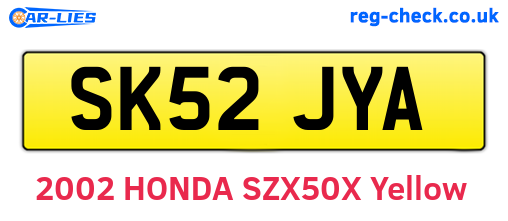 SK52JYA are the vehicle registration plates.