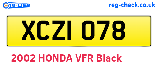 XCZ1078 are the vehicle registration plates.