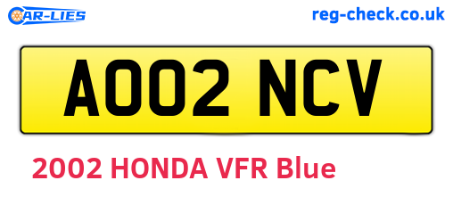 AO02NCV are the vehicle registration plates.