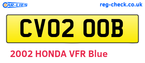 CV02OOB are the vehicle registration plates.